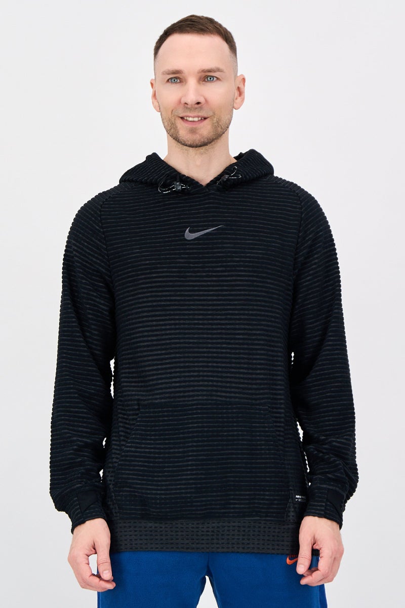 Nike سويت شيرت رياضي للرجال بأكمام طويلة وقبعة، رمادي - Image 1